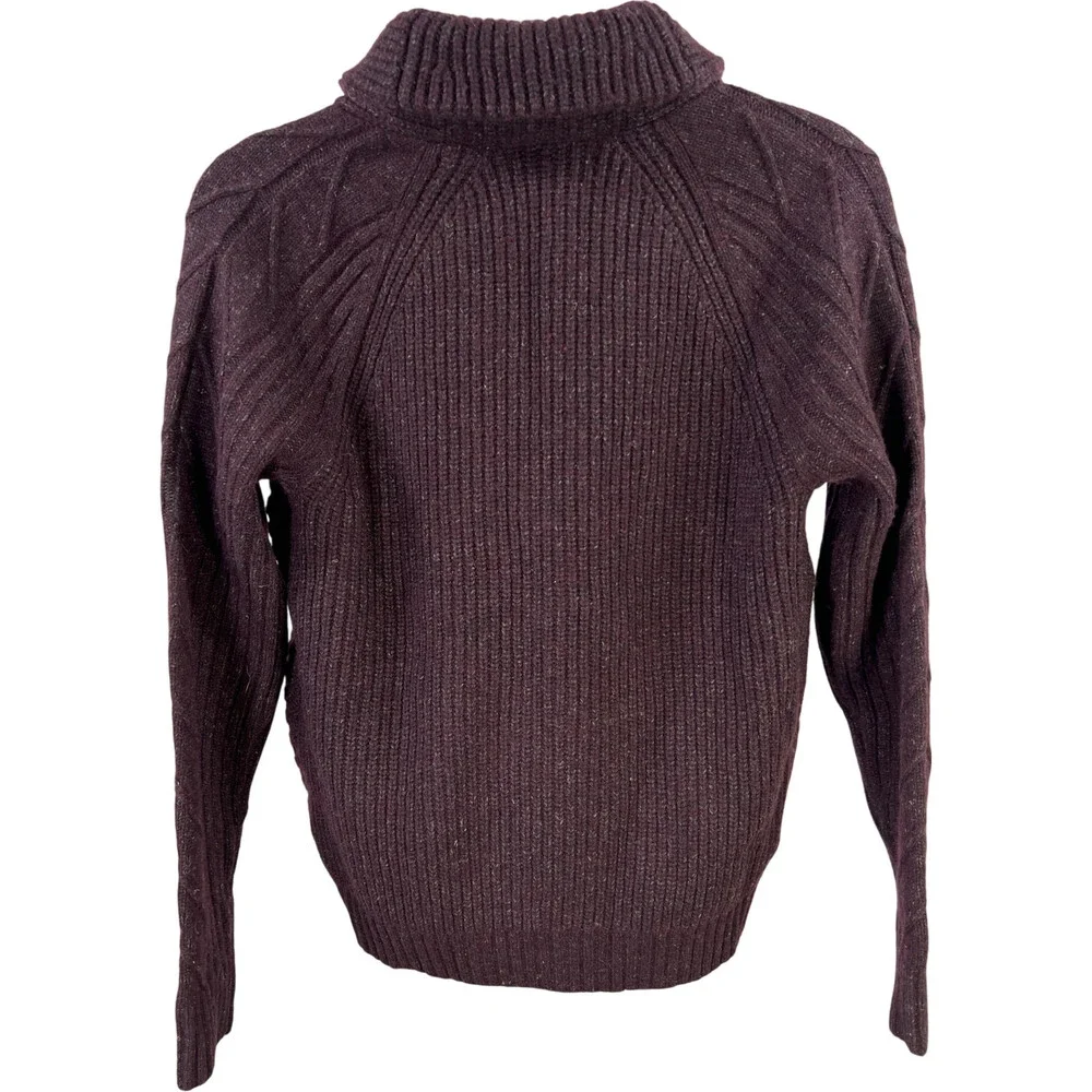 Banana Republic Men’s Dark Purple Wool Blend Cable Knit Shawl Sweater - M - Picture 2 of 4